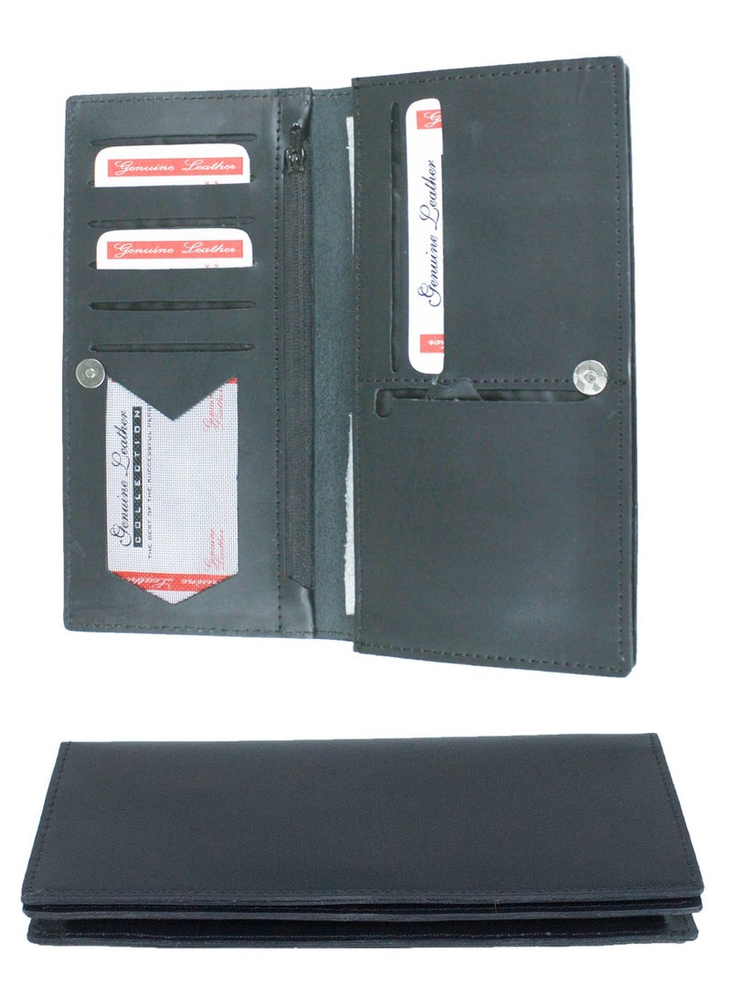 ISHWAZ All in one multipocketed genuine leather waller with mobile pocket place sims flash memory debit cards credit cards coin paper money and mobile at one place with class and elegant look and modern  - Image 1