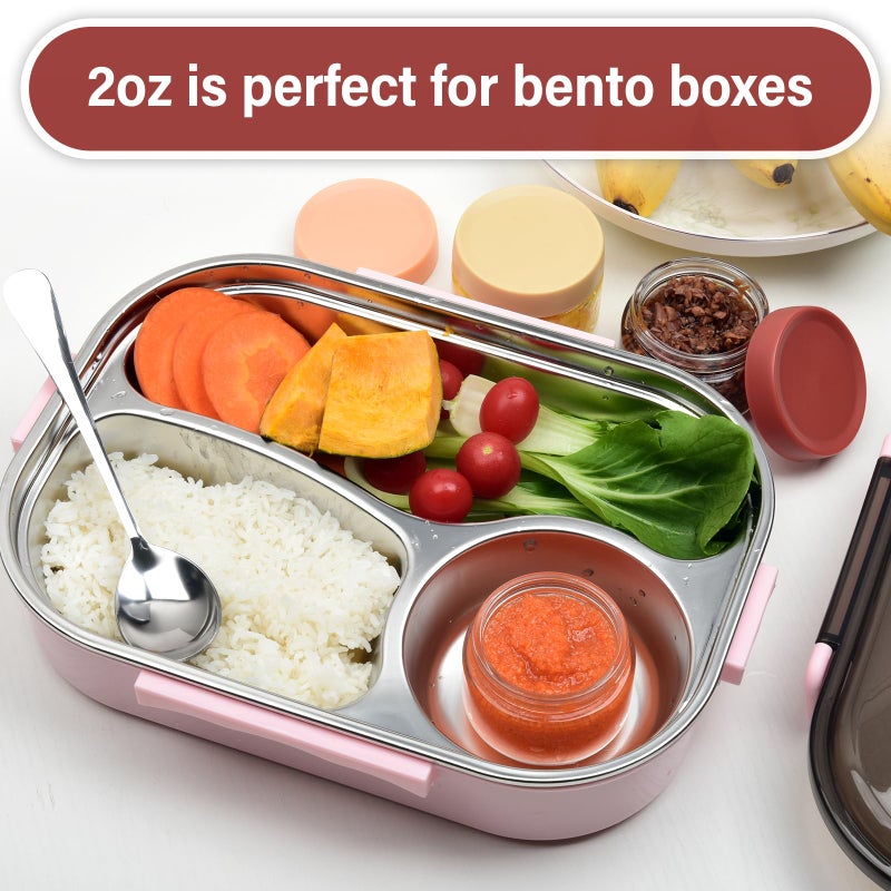 EONJOE 2 oz Glass Dressing Containers To Go Sauce Cups Mini Condiment Dip Jars with Lids Lunch Box Accessories,6-Pack - Image 3