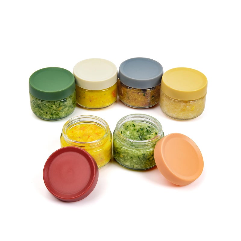 EONJOE 2 oz Glass Dressing Containers To Go Sauce Cups Mini Condiment Dip Jars with Lids Lunch Box Accessories,6-Pack - Image 1