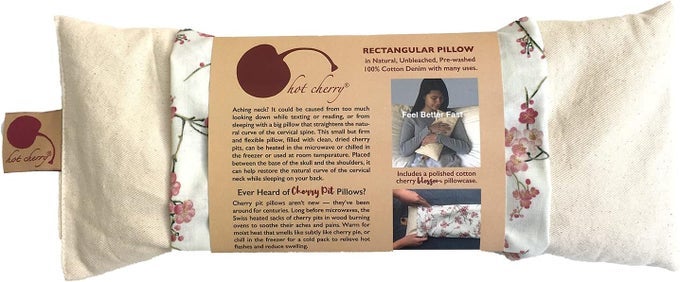 CERVICAL/RECTANGULAR CHERRY PIT PILLOW (NATURAL DENIM/BLOSSOM CASE)