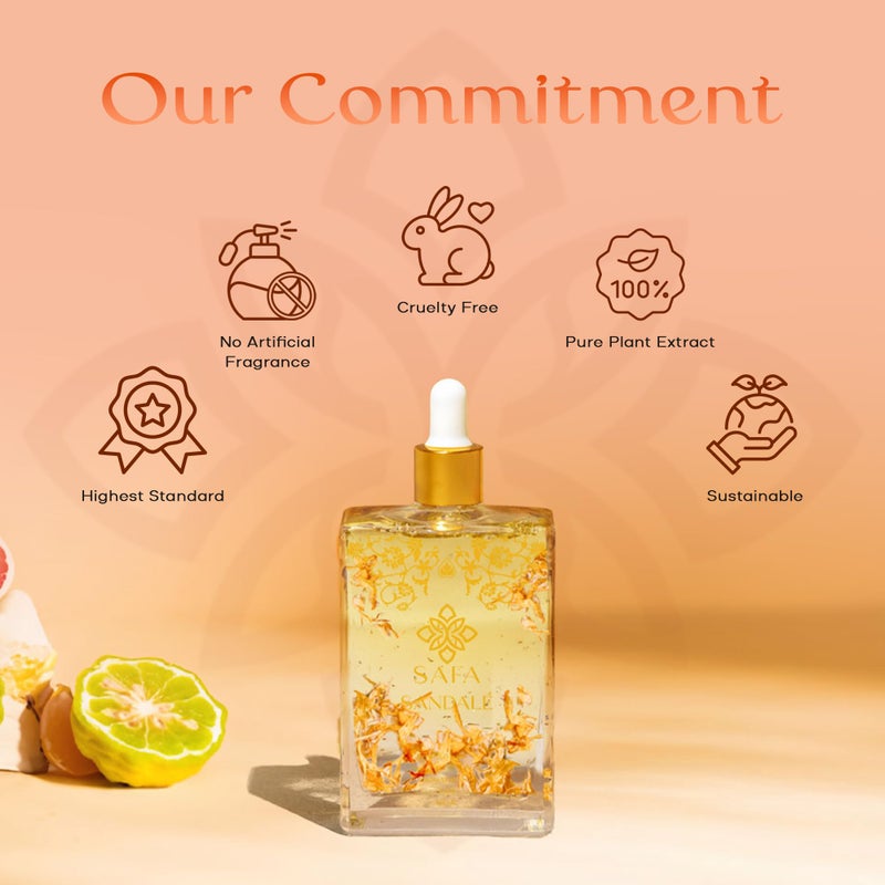 SAFA Citruse Oil for Face, Hair, Nail with Vitamin C, E & A for Scars, Stretch Marks - Orange Body Oil Fragrance - After Shower Body Oil - All Skin Types Non Comedogenic - 4 Fl Oz - Image 4