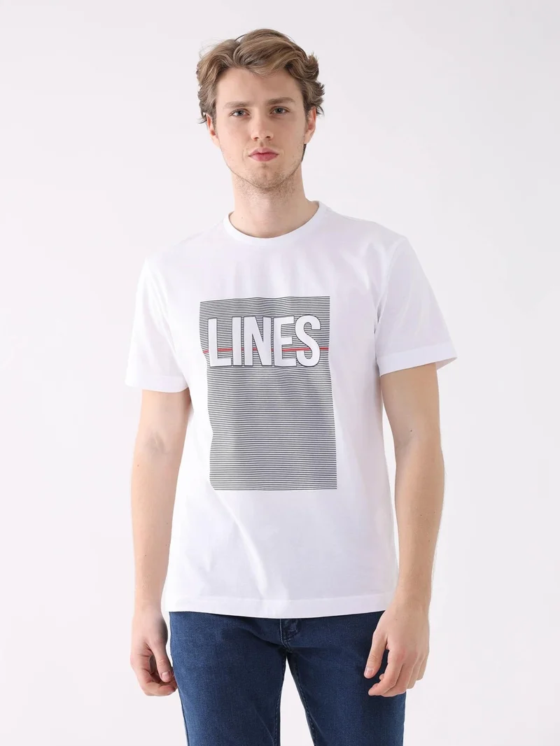 دوفي White Men's Regular Fit O-Neck Tshirt