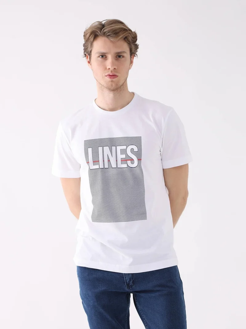 دوفي White Men's Regular Fit O-Neck Tshirt