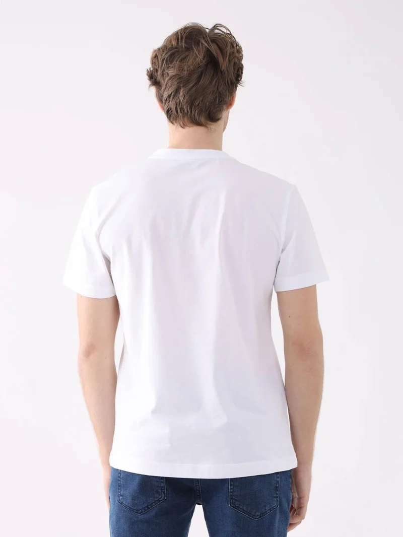 دوفي White Men's Regular Fit O-Neck Tshirt