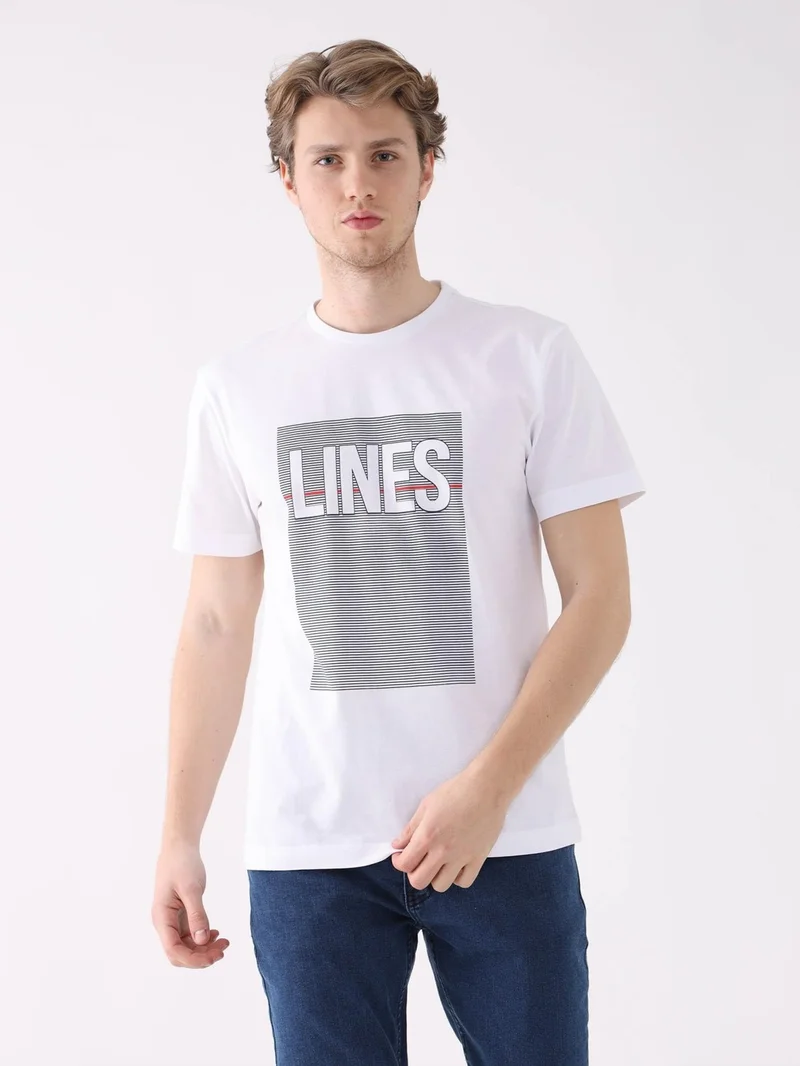 دوفي White Men's Regular Fit O-Neck Tshirt