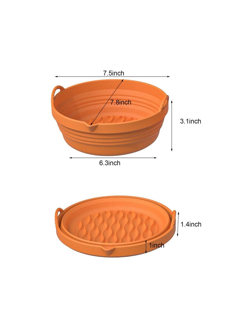 SYOSI 2 Pack Air Fryer Silicone Liners, 7.5 Inches for 3 to 5 Qt Reusable Round Insert Food Safe Air Fryer Basket, Clean and Convenient, Dishwasher Washable Replacement Silicone Pot for Oven (Gray+Orange)  - Image 3