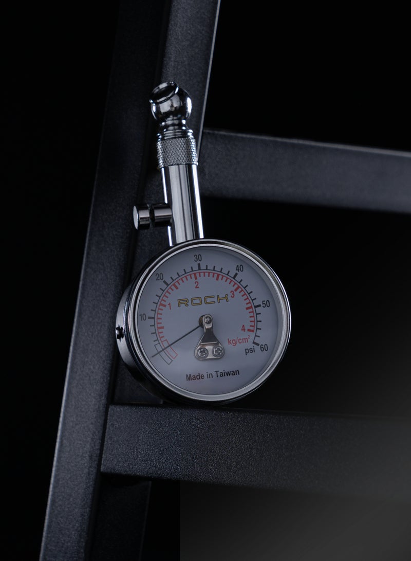 روك مقياس ضغط هواء الاطارات احترافي عالي الحساسية. حساس ضغط الاطارات ضد الاهتزازات. عيار هواء اطارات السياره بمؤشر دقيق. حساس كفرات بدقة ANSI من الدرجة B. معيار هواء مع زر تحرير. أسود - Image 2