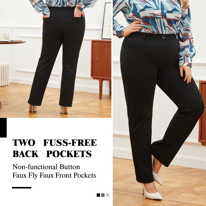 DGD Plus Size Women's Straight-Leg Dress Pants - Slacks for Business Casual,Work Clothes for Office 2XL - Image 4