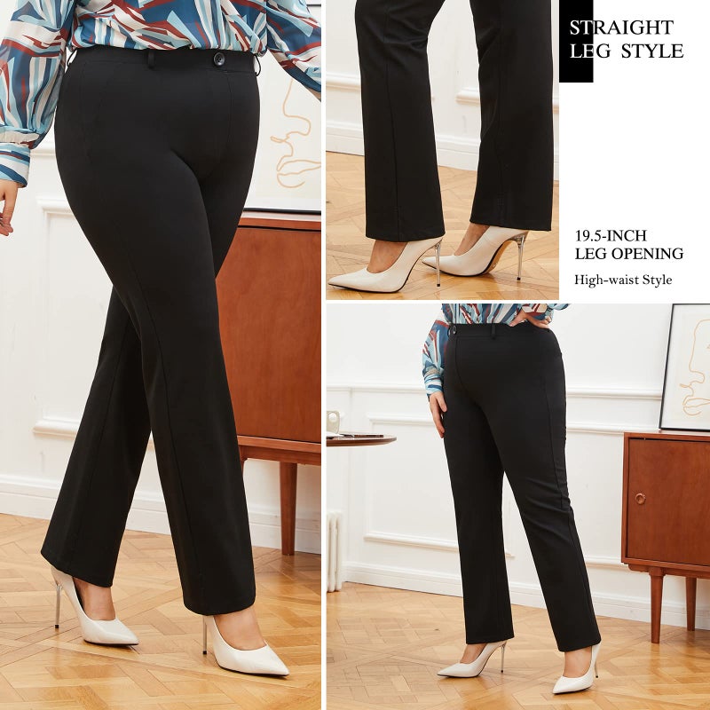 DGD Plus Size Women's Straight-Leg Dress Pants - Slacks for Business Casual,Work Clothes for Office 2XL - Image 2