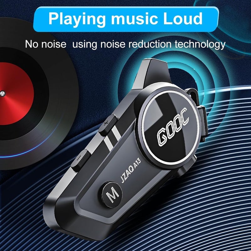 JZAQ A13 Motorcycle Helmet Bluetooth Headset Intercom for 2 Riders with Noise Cancellation - Image 5