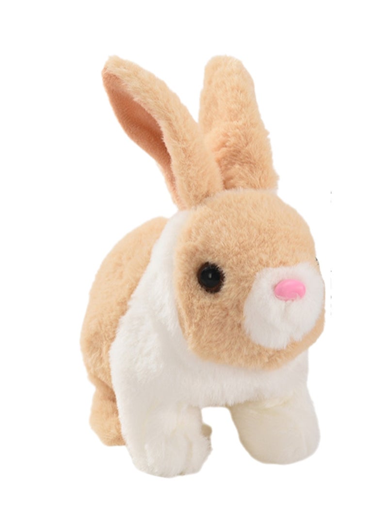 Apricot White Rabbit Robot Electronic Plush Stuffed Interactive Animal Touch Control, Electronic Pet, Robot Toy, Animation Toy, Suitable For Kids Baby  - Image 1
