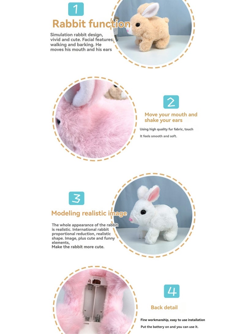 Apricot White Rabbit Robot Electronic Plush Stuffed Interactive Animal Touch Control, Electronic Pet, Robot Toy, Animation Toy, Suitable For Kids Baby  - Image 3