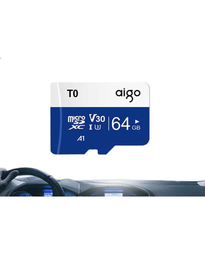 aigo Aigo 64Gb Memory Card Tf (Microsd) Storage Card A1 U3 V30 4K Dash Cam & Surveillance Camera, Phone Tablet Camera Game Console Storage Card T0 - Image 1