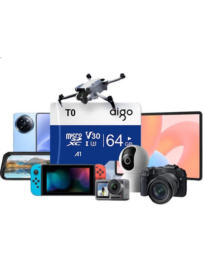 aigo Aigo 64Gb Memory Card Tf (Microsd) Storage Card A1 U3 V30 4K Dash Cam & Surveillance Camera, Phone Tablet Camera Game Console Storage Card T0 - Image 3