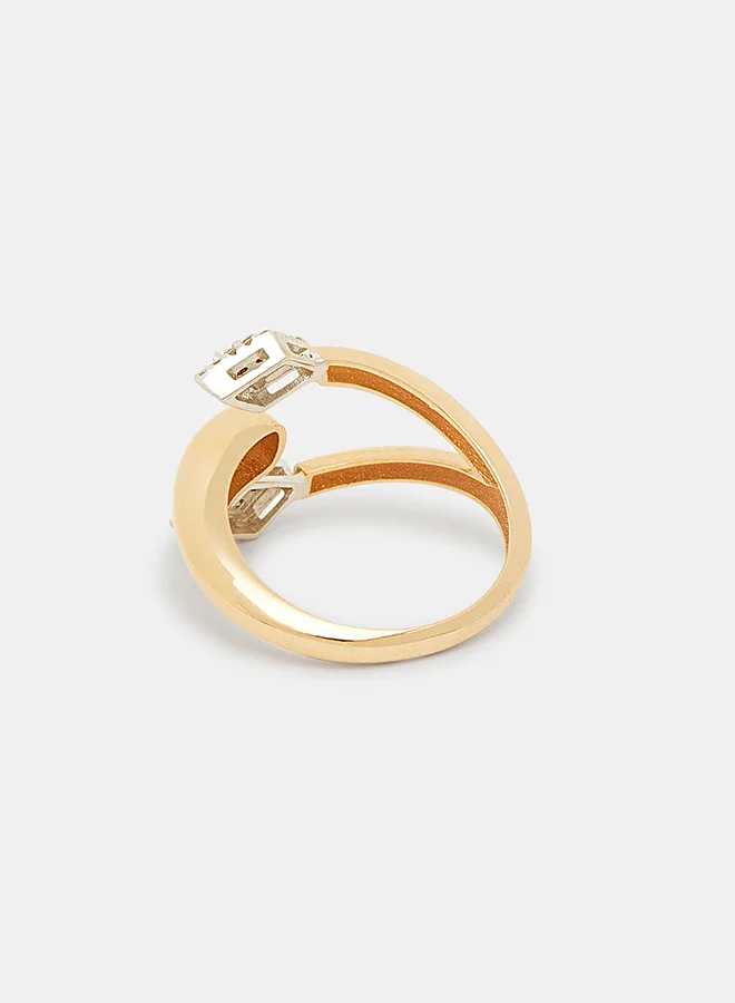 Annaka 18Kt Rose+White Gold Ring Studded with Natural Diamonds