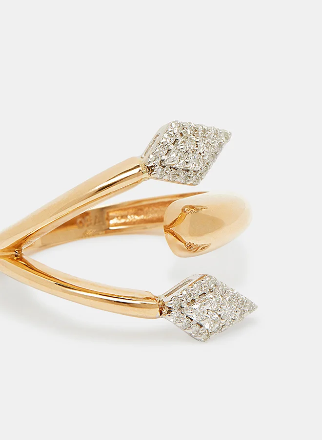 Annaka 18Kt Rose+White Gold Ring Studded with Natural Diamonds