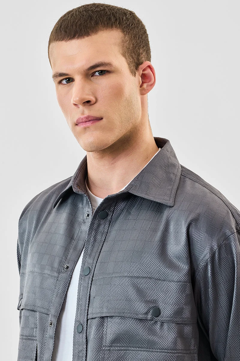 SNITCH Double Pocket Snap Button Oversized Shacket