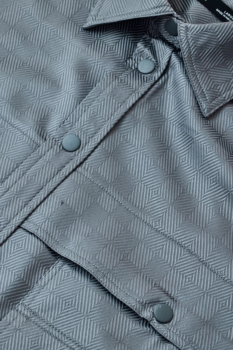 SNITCH Double Pocket Snap Button Oversized Shacket