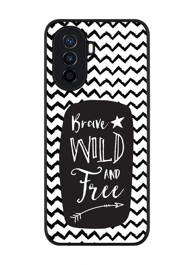 Stylizedd Rugged Black Edge case for Huawei nova Y71, Slim fit Soft Case Flexible Rubber Edges Anti Drop TPU Gel Thin Cover - Brave, Wild And Free - Image 1