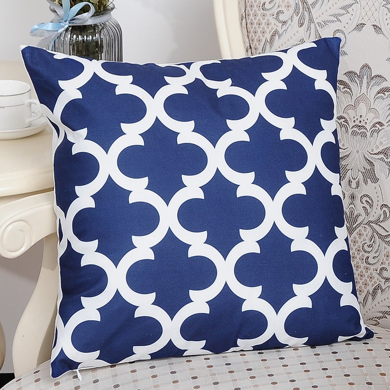 Modern Home Painted Throw Pillow Case Cushion Cover Blue/White 45 x 45cm - Image 3