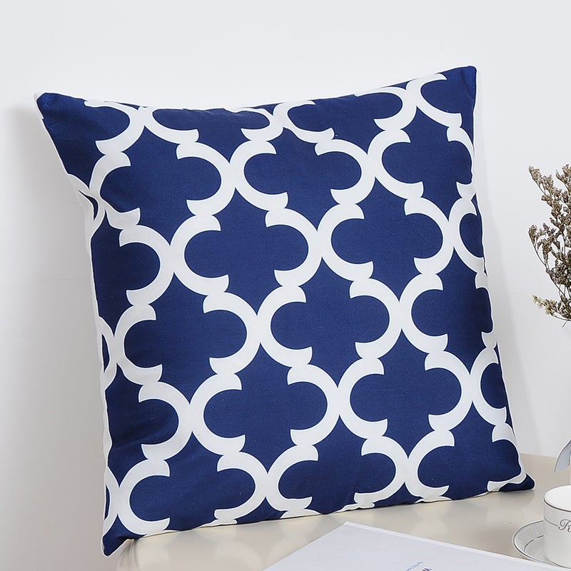 Modern Home Painted Throw Pillow Case Cushion Cover Blue/White 45 x 45cm - Image 4