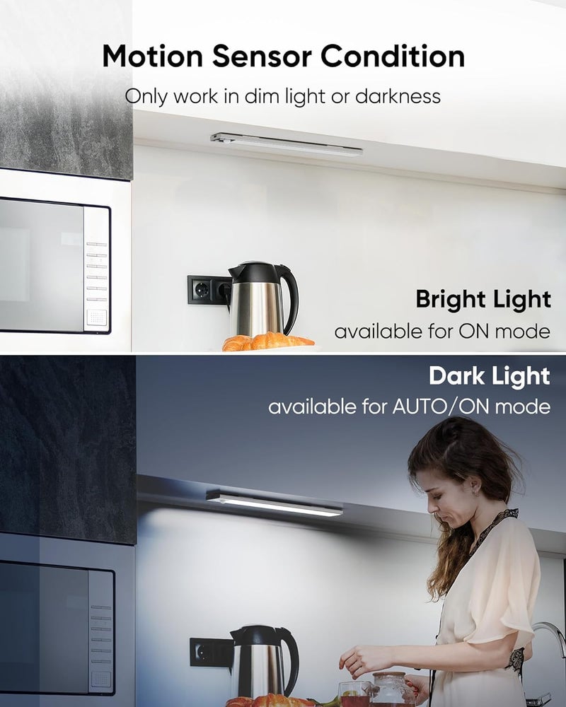Zipron Under Cabinet LightsWireless Motion Sensor Closet Light1500 mAh USB Rechargeable Kitchen Cupboard Night Light54LED 20cm78inch Magnetic Battery Powered Operated Cupboard Light2 Pack - Image 3