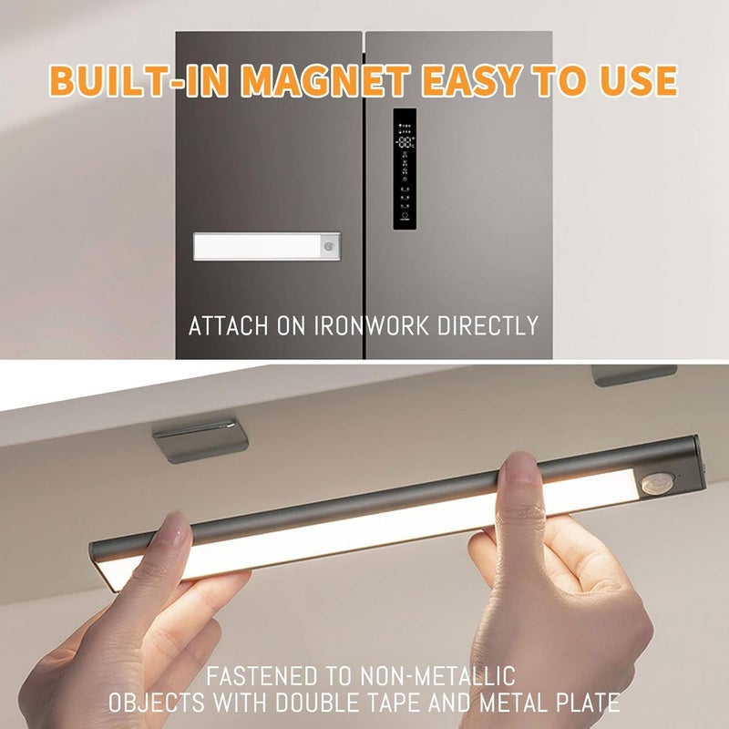 Zipron Under Cabinet LightsWireless Motion Sensor Closet Light1500 mAh USB Rechargeable Kitchen Cupboard Night Light54LED 20cm78inch Magnetic Battery Powered Operated Cupboard Light2 Pack - Image 4