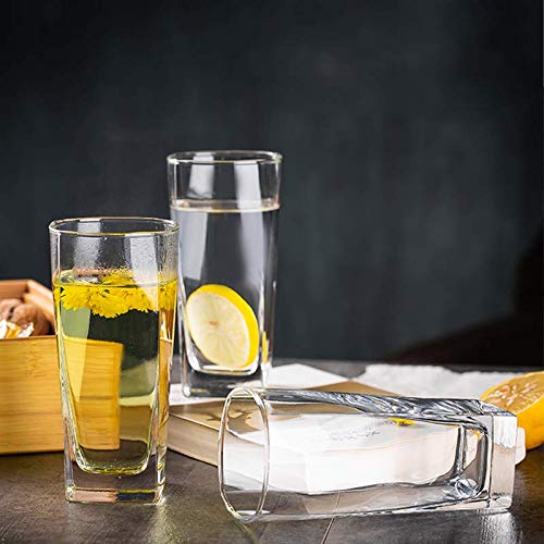 VILON Italian Premium Juice and Water Glasses Set of 6 Transparent 270ml Drinking Stylish and Crystal Highball Glasses for Water Juice and Cocktails Square Highball 270ML - Image 4