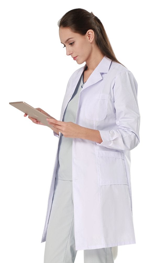 Nideen Women's White Lab Coats Doctor Workwear - Unisex Lab Coat Scrubs Adult Uniform Long Sleeves XL - Image 1
