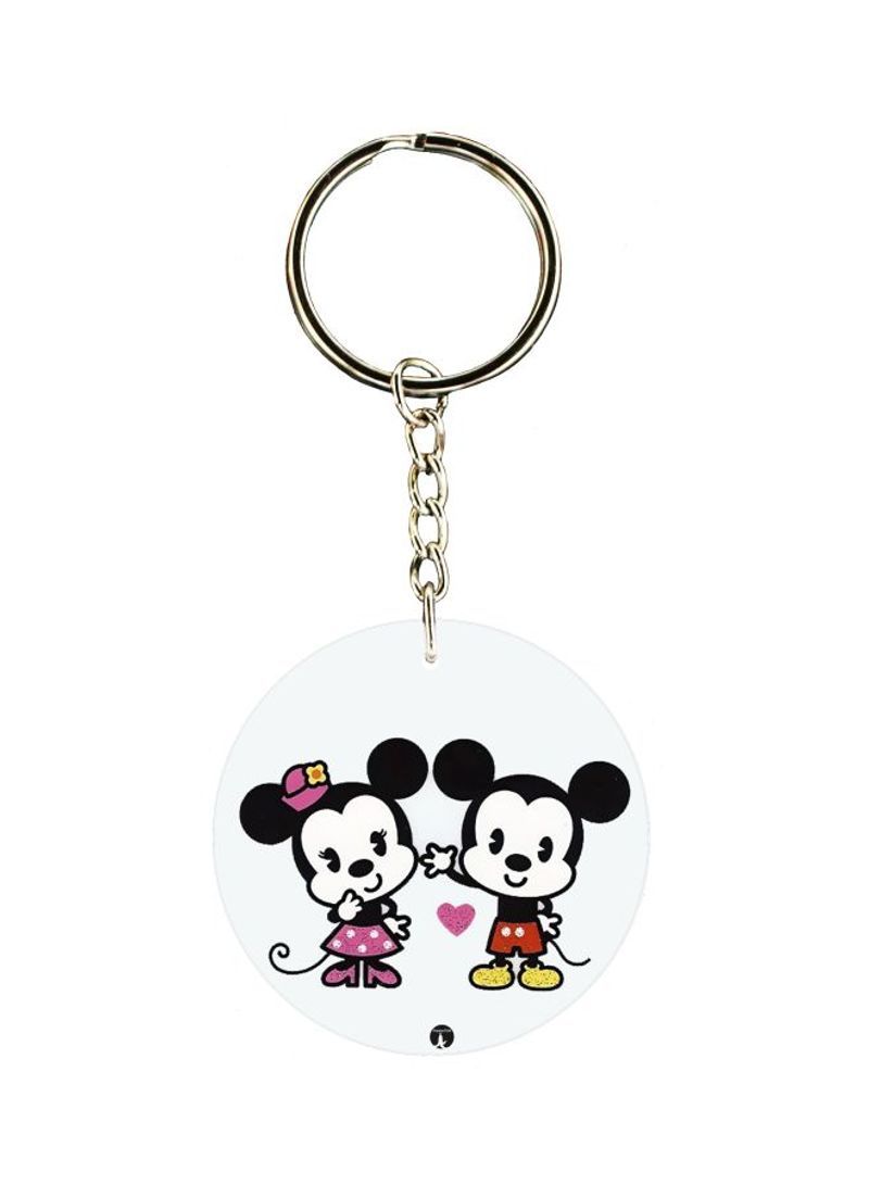 Mickey And Minnie Printed Double Sided Keychain