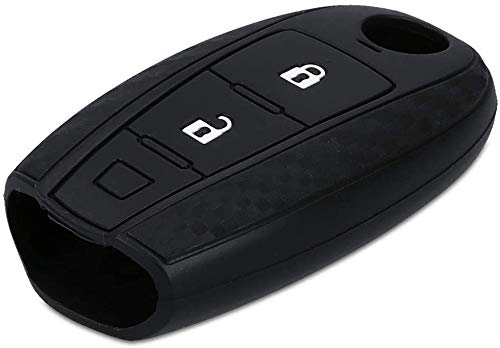 JVCV® Carbon Fiber Pattern Key Cover Compatible with Maruti Suzuki Baleno Ciaz Vitara Brezza S Cross Swift Ignis and Toyota Urban Cruiser Smart Key - Stylish Durable Protector (Black) - Image 5