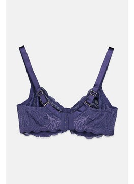 Tchibo Women Non Padded Underwired Lace Bra, Dark Blue  - Image 2