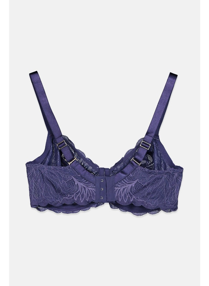 Tchibo Women Non Padded Underwired Lace Bra, Dark Blue  - Image 2