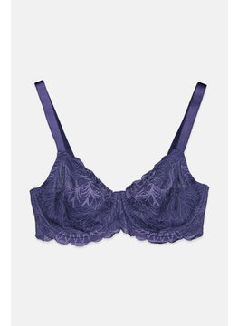 Tchibo Women Non Padded Underwired Lace Bra, Dark Blue  - Image 1