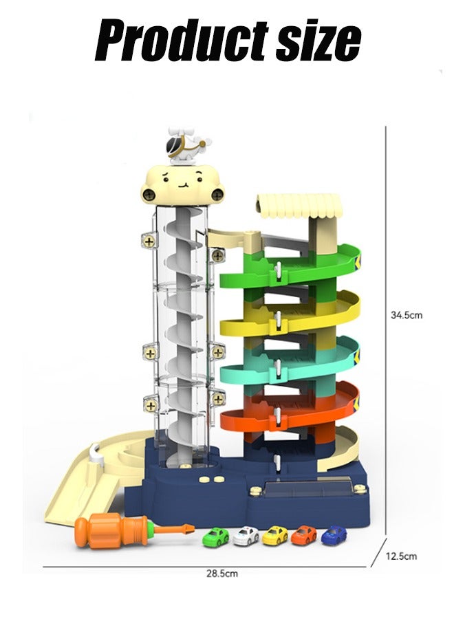 Aikenn Parking Lot Toys 5-story Car Building Track Toys Accompanying music, Educational Sliding Toys with 5 Car and 1 Screwdriver Suitable for Gift Giving Suitable for Children Over 4 Years Old  - Image 2