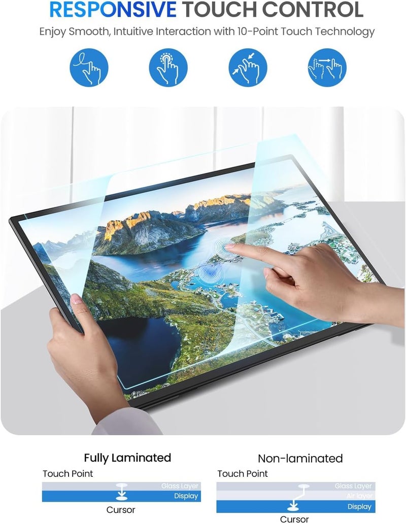 UPERFECT 21.5” 120HZ Touchscreen Portable Monitor w/Kickstand & VESA, Large Portable Gaming Monitor with HDMI Type C, External Display for Laptops, Steamdeck, Mac-Book, Phones, Mini PC - Image 3