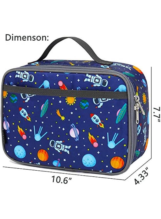 Kids Lunch box Insulated Soft Bag Mini Cooler Back to School Thermal Meal Tote Kit for Girls, Boys, Astronaut