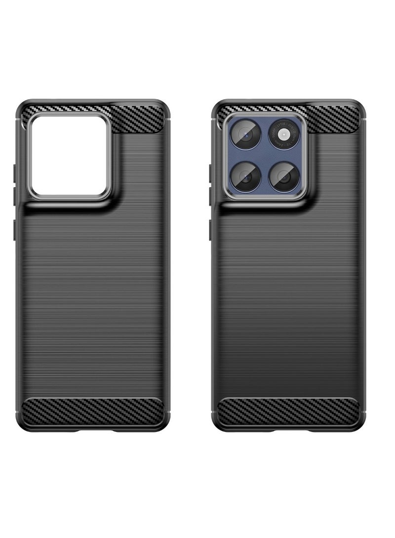 Motorola Edge 60 Fusion Case Cover – Rugged Shield Design, Brushed Carbon Fiber Texture, Shockproof TPU, Anti-Slip, Slim and Lightweight Protection in Black  - Image 1