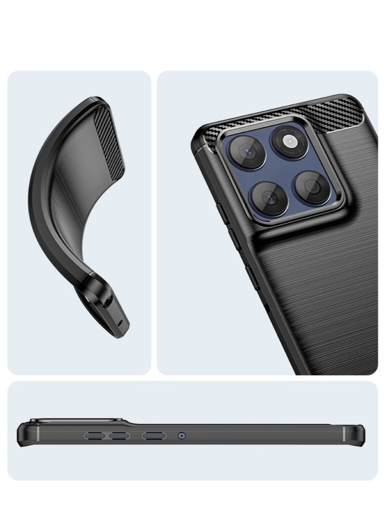 Motorola Edge 60 Fusion Case Cover – Rugged Shield Design, Brushed Carbon Fiber Texture, Shockproof TPU, Anti-Slip, Slim and Lightweight Protection in Black  - Image 3