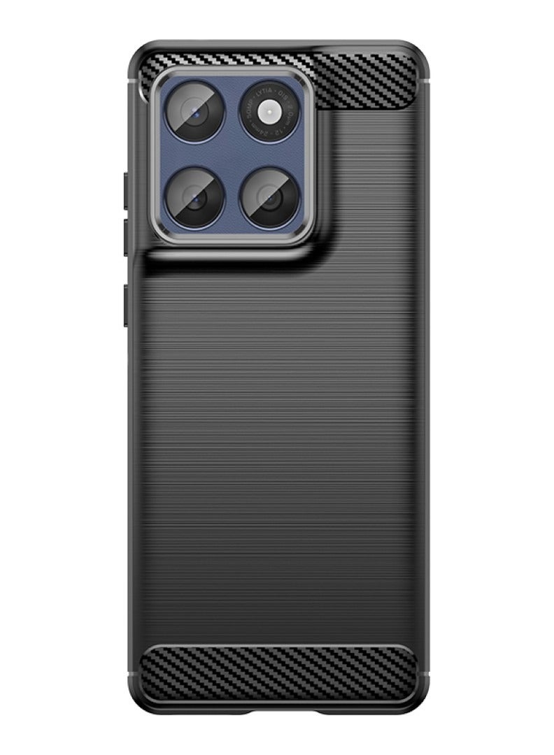 Motorola Edge 60 Fusion Case Cover – Rugged Shield Design, Brushed Carbon Fiber Texture, Shockproof TPU, Anti-Slip, Slim and Lightweight Protection in Black  - Image 4