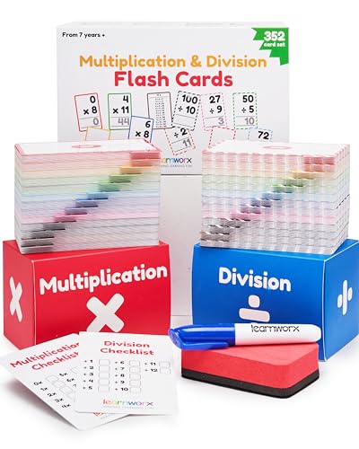 learnworx Multiplication Flash Cards Math Flash Cards Multiplication Division Math Facts Kids Games 2nd 3rd 4th 5th 6th Grade Times Table  Bulk 352 Flashcards Set Ages 711 - Image 1