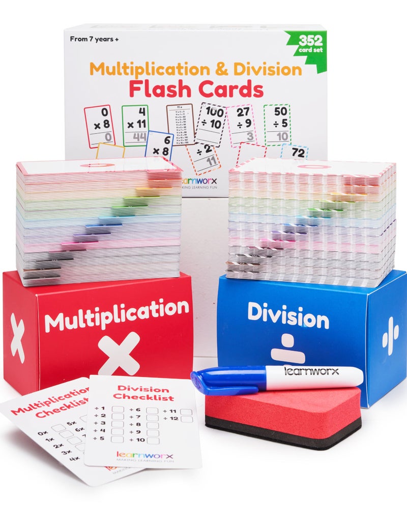 learnworx Multiplication Flash Cards Math Flash Cards Multiplication Division Math Facts Kids Games 2nd 3rd 4th 5th 6th Grade Times Table  Bulk 352 Flashcards Set Ages 711 - Image 2