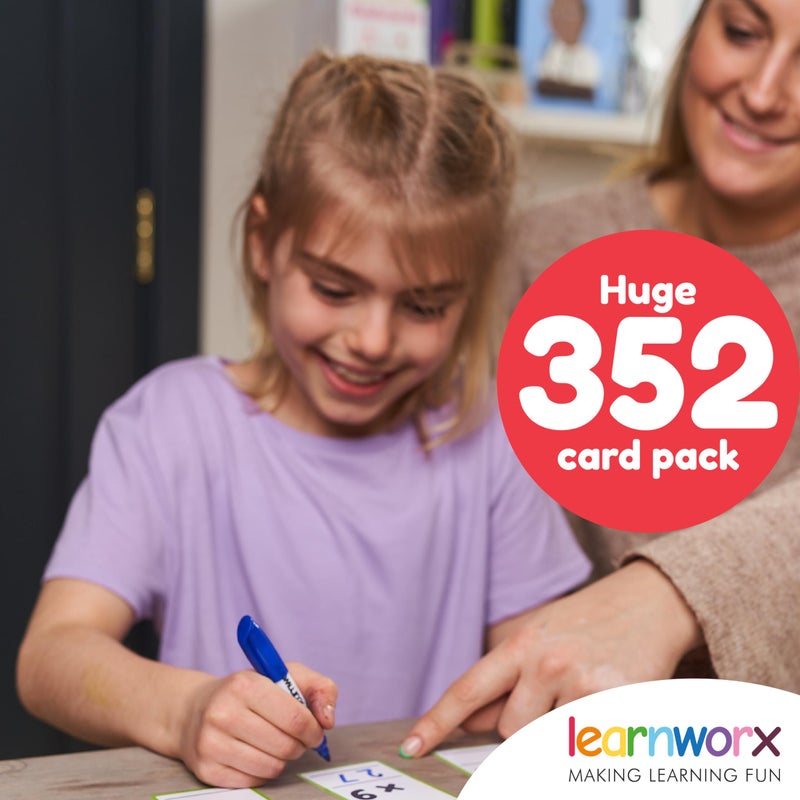 learnworx Multiplication Flash Cards Math Flash Cards Multiplication Division Math Facts Kids Games 2nd 3rd 4th 5th 6th Grade Times Table  Bulk 352 Flashcards Set Ages 711 - Image 3