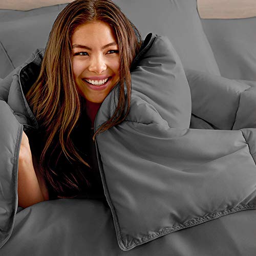 Homespun Soft Microfibre Comforter Blanket Lightweight Reversible Quilt Duvet All Weather, Single Bed, Dark Grey Color - Image 2