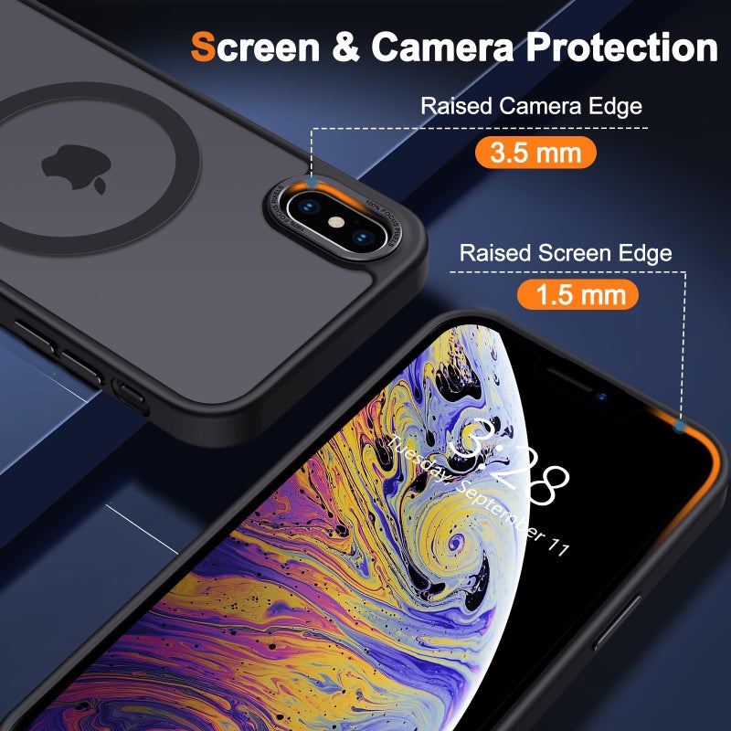 Hython Case for iPhone X Case, for iPhone XS Case Magnetic Translucent Matte Phone Cases 5.8" [Compatible with MagSafe] Thin Slim Fit Shockproof Bumper Hard Protective Cover for Women Men Girls, Black - Image 4
