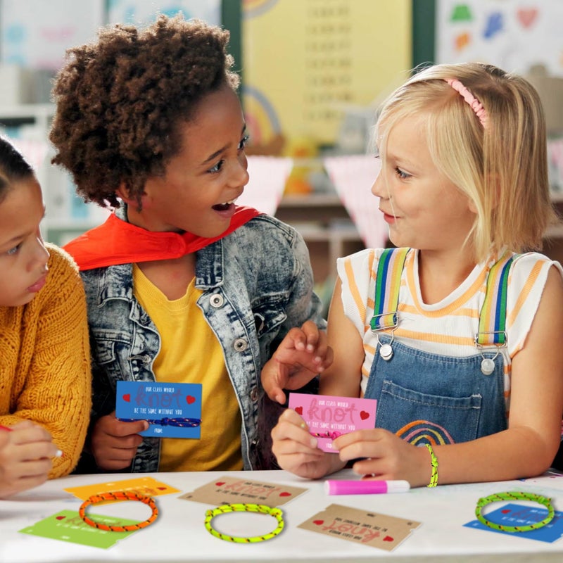 Milianquill Valentines Day Gifts for Kids Classroom from Teacher to Student - 30 Pack Bulk Knot Friendship Bracelet Valentines for 3rd 4th 5th Grade, Non Candy Valentine Party Favors for School Class Exchange - Image 3