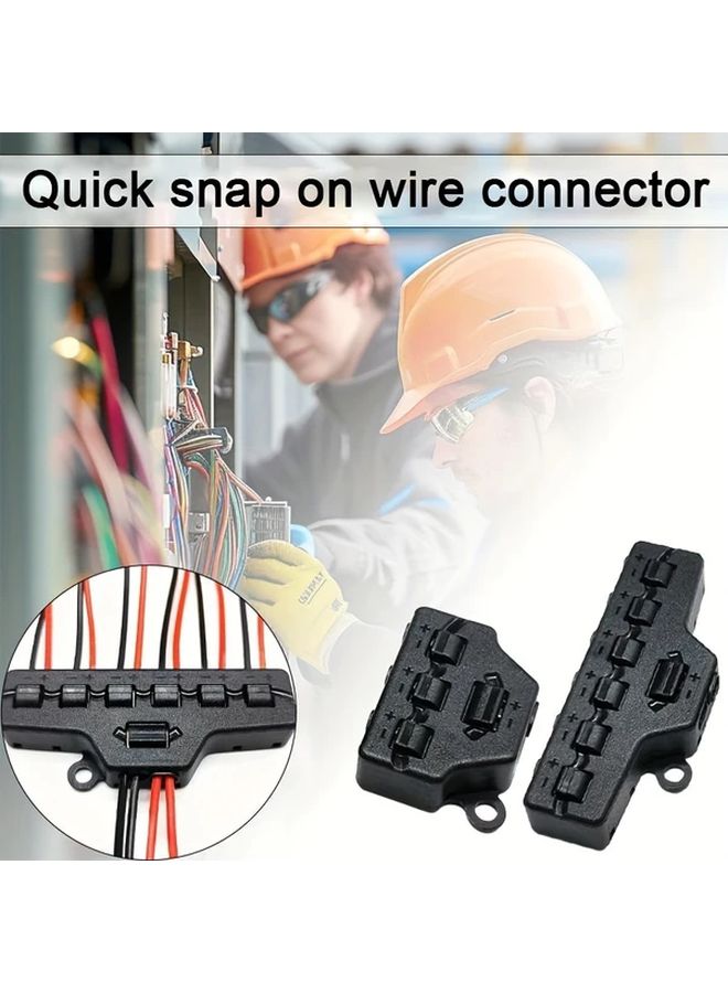 Black 2 In 12 Out Quick Snap Wire Connector LED Splitter Terminal Block Secure Locking - Image 1
