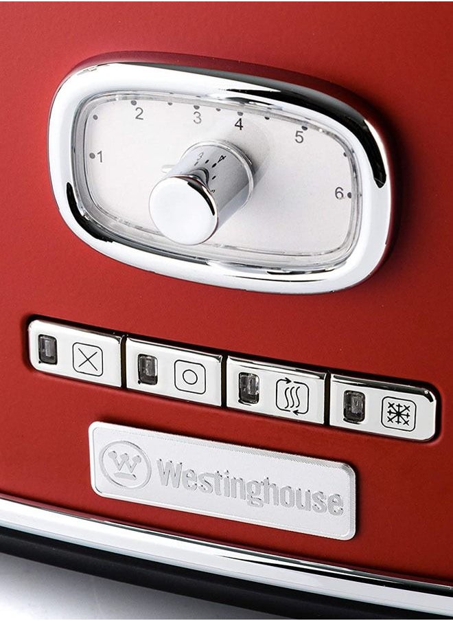 Westinghouse محمصة وستنجهاوس ريترو 4 شرائح باللون الأحمر - ستة مستويات تحمير قابلة للتعديل - مع وظيفة التمركز الذاتي وصينية فتات الخبز  - Image 3