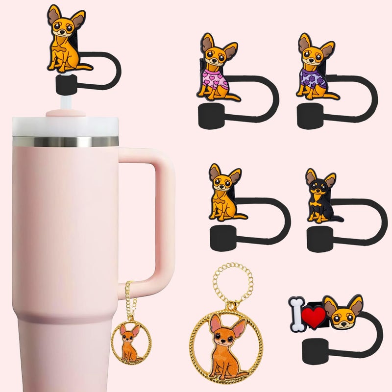 TSIMPLE Chihuahua Straw Topper, 10mm (0.4in) Cute Dog Straw Topper, Covers for Stanley Cup - Chihuahua Accessories, Decor, Stuff, Things, Birthday Decoration, Gifts for Lovers, Women, Kids, Girls - Image 1