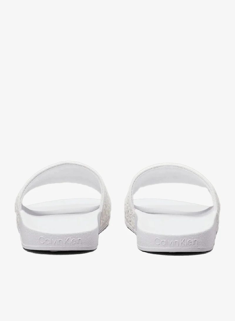 Calvin Klein Bright White Logo Sliders for Women | Best Price UAE